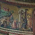 Roma: Chiesa di Santa Maria in Trastevere. L'Adorazione dei Re Magi. Mosaico  di Pietro Cavallini