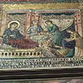 Roma: Chiesa di Santa Maria in Trastevere. Natività della Vergine. Mosaico  di Pietro Cavallini