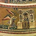 Roma: Chiesa di Santa Maria in Trastevere. L'Annunciazione. Mosaico  di Pietro Cavallini