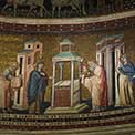 Roma: Chiesa di Santa Maria in Trastevere. Presentazione al Tempio. Mosaico  di Pietro Cavallini
