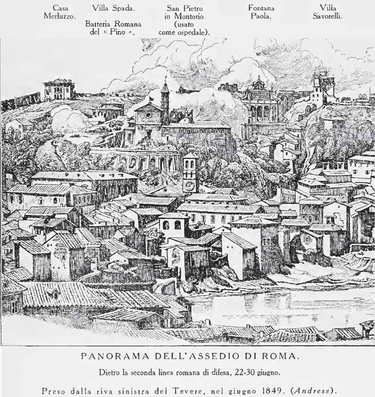 Panorama dell'assedio di Roma nel giugno 1849