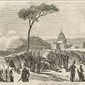 1849 Batteria francese contro le mura di Villa Pamfili
